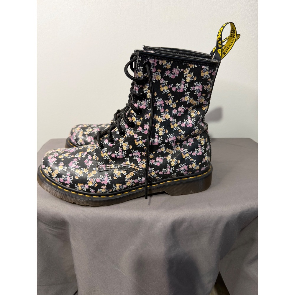 Dr. Martens 1460 Pascal Floral Boots Black Ditsy Print Womens 11 11821